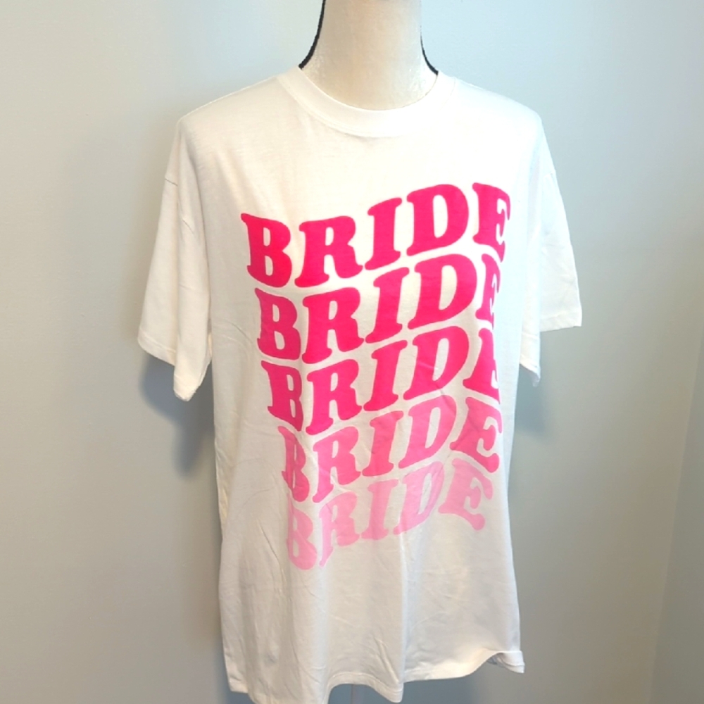 Bridal White Cotton Blend T-Shirt / Bride Detail / XL